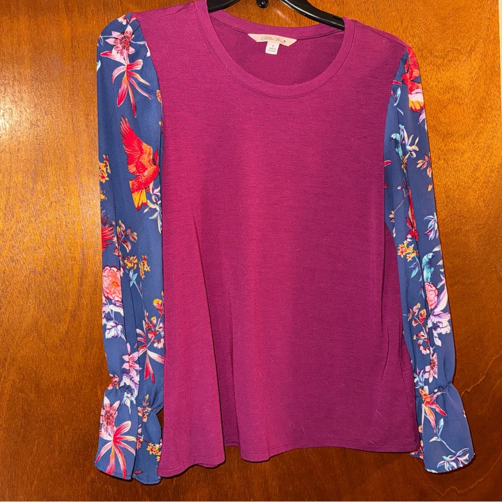 The Pioneer Woman Top with Floral Sleeves
